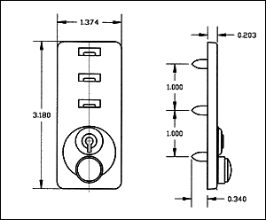 LCK 130/1 3-Slot Key Lock
