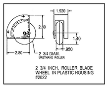 Load image into Gallery viewer, PMC 2022 2 3/4 Inch Rollerblade Wheel in Plastic Housing