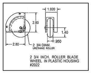 PMC 2022 2 3/4 Inch Rollerblade Wheel in Plastic Housing