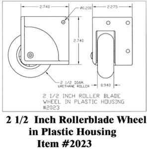 PMC 2023 2 1/2 Inch Roller Blade Wheel in Plastic Housing
